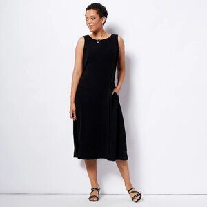 Susan Graver Every Day Petite Liquid Knit Midi Dress - Sz PL a479225